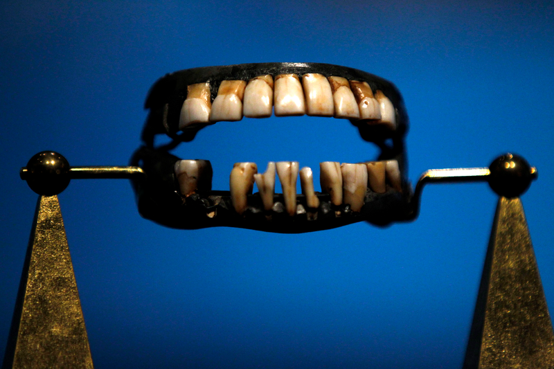 Dentures owned and worn by George Washington at the Discover the Real George Washington: New Views from Mount Vernon, at the National Constitution Center, Friday, July 1, 2011, in Philadelphia.